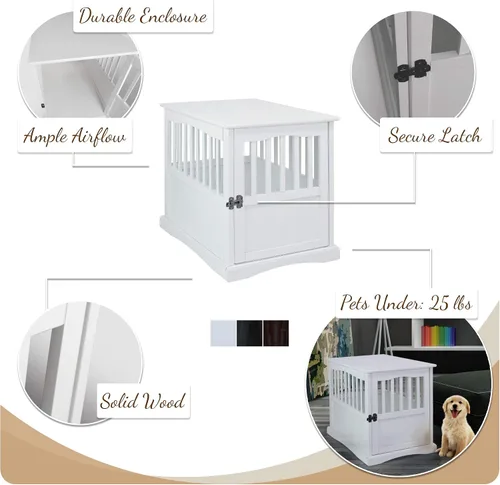 Vista 3 de Casual Home Mueble de madera para perros de interior, jaula para perros, mesa auxiliar, mesa de noche, cuna para perros con cierre de seguridad
