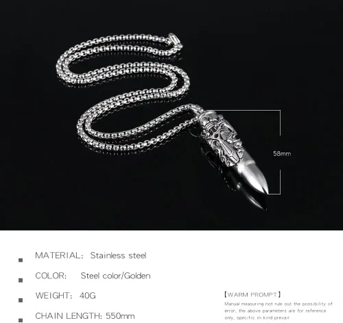 Vista 3 de HUANIAN Dragon Sword - Collar de urna para hombre, diseño de bala