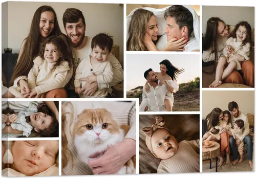 Vista 8 de ZXHYWYM Imágenes en lienzo, collage personalizado de 9 fotos, collage personalizado con texto para subir imágenes al lienzo, tu familia, perro