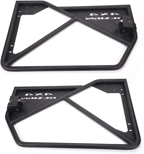 Vista 5 de Puerta de tubo, compatible con Jeep Wrangler JK Unlimited 07-18 4 puertas delanteras + traseras de acero puertas de tubo de acero negro