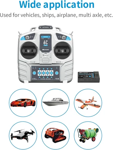Vista 6 de GoolRC MicroZone - Transmisor y receptor RC de 6 canales compatible con MC6RE, E6R-E, MC7RB y MC9002 Controlador de radio de 2.4 GHz para SU27 RC