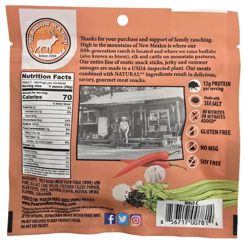 Vista 5 de Pearson Ranch Wild Grass Fed Game - Paquete variado de 4 bolsas de 2.1 onzas, venado, alce, búfalo y jabalí, sin gluten, sin MSG, apto para paleo
