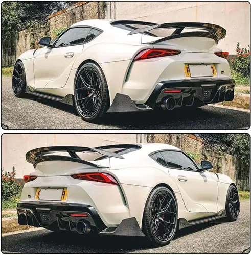 Vista 2 de Difusor de parachoques trasero de fibra de carbono para Toyota Supra A90 A91 2019-2022 Coupé 2 puertas parachoques inferior alerón protector