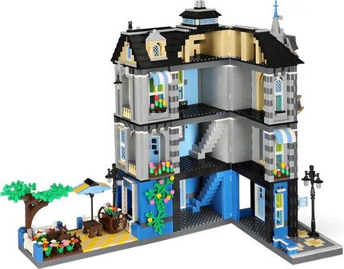Vista 5 de General Jim's Victorian Townhouse & Garden Coffee Shop - Juego de bloques de construcción, 2313 piezas, modelo modular de construcción de ciudad