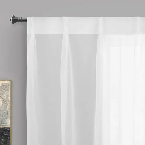 Vista 2 de DriftAway Cortinas plisadas transparentes de 84 pulgadas de largo, juego de 2 paneles con pestaña trasera, cortinas verticales traslúcidas