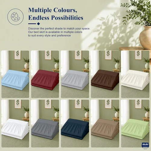 Vista 7 de Falda de Cama para Dormitorio Cottingon, 100% Microfibra, Blanca, Individual XL - 76 cm de Caída