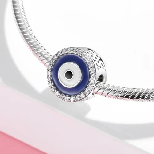Vista 7 de Abalorios de plata de ley 925 para pulsera y joyería de la suerte, abalorios de Hamsa de Fátima, abalorios europeos compatibles con el mal de ojo