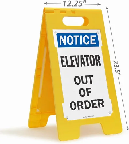 Vista 2 de SmartSign Letrero plegable de piso "Aviso - Elevator Out Of Order" Plástico de 25 x 12 pulgadas