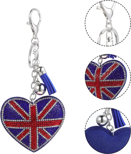 Vista 5 de Llavero Union Jack con diamantes de imitación, llavero de bandera británica, llavero de bandera británica, bolso de mano, recuerdo II 2022 recuerdo