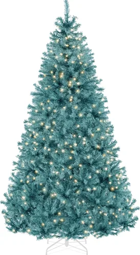 Vista 11 de Best Choice Products Árbol de Navidad azul bebé preiluminado de 6 pies, decoración navideña artificial completa con 947 puntas de rama, 250 luces