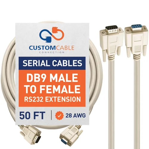 Vista 10 de Cable serie de extensión DB9 macho a hembra RS232 de 25 pies - 28 AWG blindado