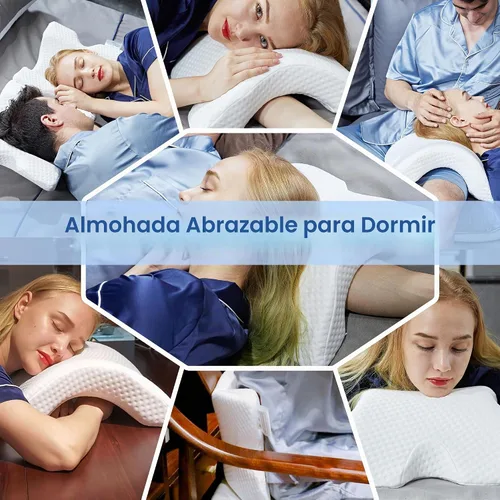 Vista 6 de Almohada para dormir para parejas, almohada arqueada de espuma viscoelástica en forma de U con agujero de brazo, proporciona comodidad y apoyo