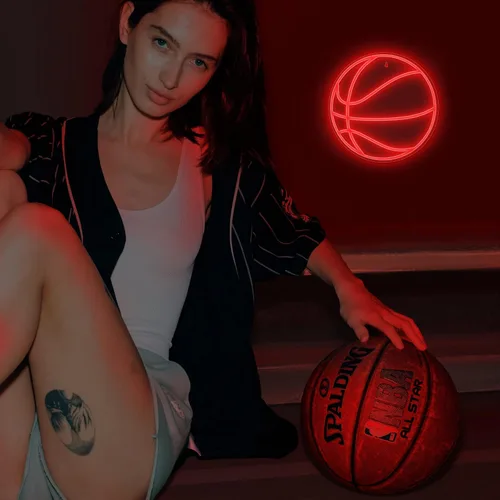 Vista 3 de Señal de neón de baloncesto Lumoonosity - Luces de baloncesto para dormitorio, sala de juegos, pared, decoración temática de baloncesto - Luz
