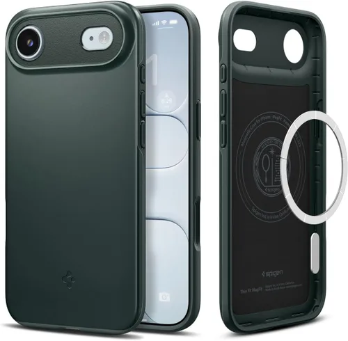 Vista 23 de Spigen Thin Fit MagFit Funda diseñada para iPhone 16 [Carcasa rígida] [Protección de grado militar] Compatible con MagSafe - Negro