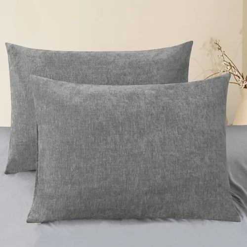 Vista 39 de CaliTime - Paquete de 2 fundas de almohada acogedoras para sofá, decoración del hogar, felpilla suave teñida sólida, 16 x 16 pulgadas, marrón Marrón