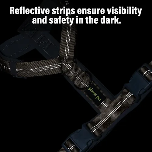 Vista 5 de Arnés para perro Plutus Pet sin tirón, arnés ajustable de nylon con acolchado suave, arnés para perro reflectante y resistente para perros pequeños
