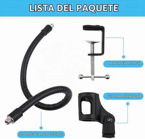 Vista 6 de Soporte de micrófono de cuello de cisne flexible Soporte de micrófono