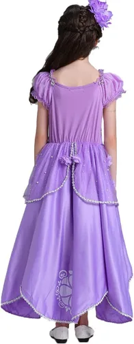 Vista 5 de FMYFWY Sofia the First - Vestido de princesa para niñas, disfraz de carnaval, Halloween, Navidad, fiesta de cumpleaños (accesorios)