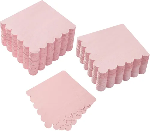 Vista 12 de 100 paquetes de servilletas de cóctel de 2 capas con borde festoneado, servilletas de postre plegadas de 5 x 5 pulgadas, servilletas desechables