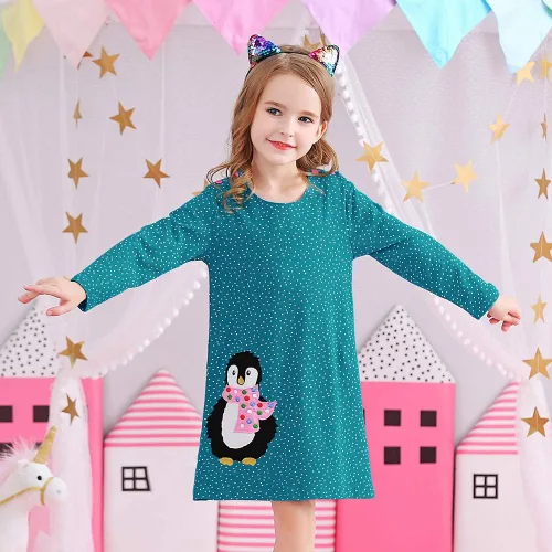 Vista 4 de VIKITA Toddler Girls Dresses Winter Hoodie Clothes Colorful Sequins Long Sleeve Cotton Sweatshirt for Little Kids 3-8 Years