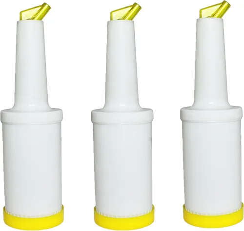 Vista 11 de TrueCraftware - 1 cuarto de galón Vierta y almacene botellas de jugo de fruta y licor para verter botellas de color marrón Juego de 3 recipientes