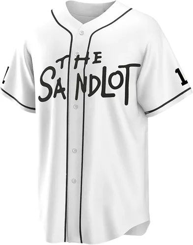 Vista 2 de Camiseta de béisbol The Sandlot, Benny 'The Jet' Rodríguez #30 con botones, manga corta con botones, camisetas clásicas de los años 90 para hombre