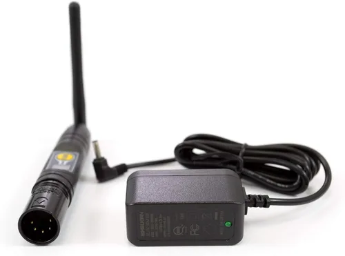 Vista 2 de SIRS-E anyDMX V2 transmisor inalámbrico DMX (transceptor) Control de iluminación DMX512 anyDMX V2 macho 5 pines XLR