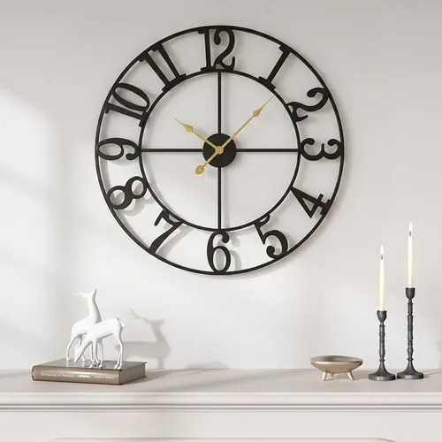 Vista 24 de Cuspin Reloj de pared de 24 pulgadas con engranajes, reloj de metal