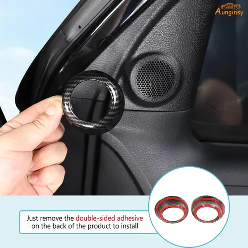 Vista 3 de Anillo de ajuste de cubierta de audio estéreo de sonido para puerta delantera interior de automóvil compatible con Toyota Tundra 2007-2021 Sequoia