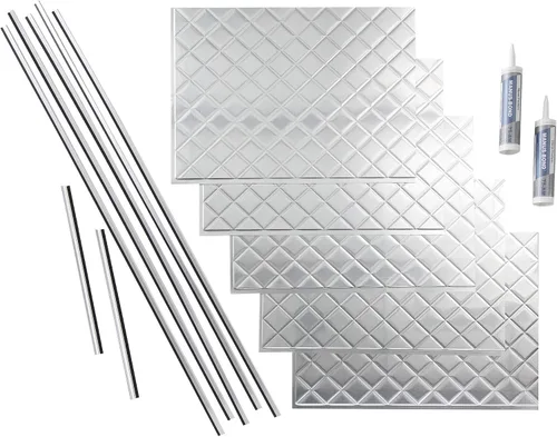Vista 7 de FASÄDE Kit de protector de vinilo decorativo acolchado de 15 pies cuadrados en plata argente