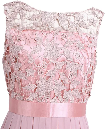 Vista 6 de Hularka Vestido largo de gasa con encaje floral para mujer, vestido largo de dama de honor, vestido de noche para baile