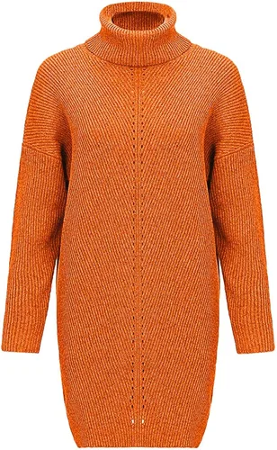 Vista 3 de Vestido de suéter sexy para mujer, ropa de punto casual, manga larga, solapa hueca, suéter de invierno