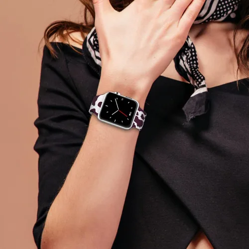 Vista 7 de Correas de silicona con estampado animal compatible con Apple Watch de 1.496 in 1.575 in 1.614 in 1.654 in 1.732 in 1.772 in 1.929 in para iWatch