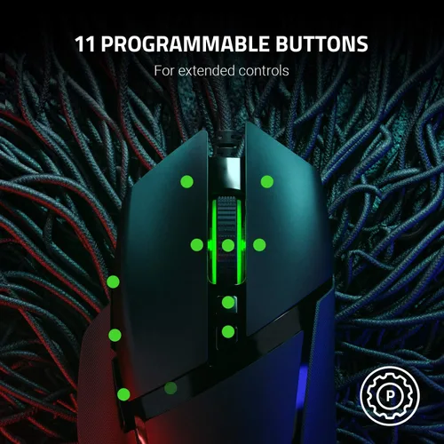 Vista 4 de Razer Basilisk v2 Mouse gamer con cable sensor óptico de 20 K DPI interruptor de mouse para juegos más rápido iluminación Chroma RGB 11 botones