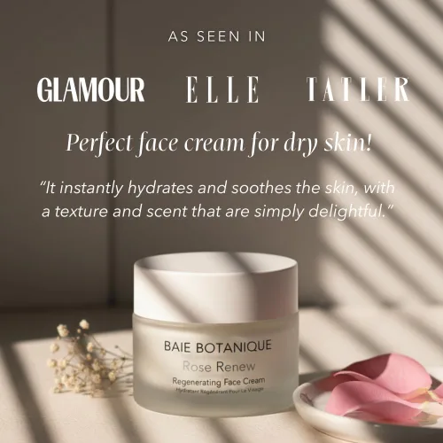 Vista 4 de Baie Botanique Crema facial orgánica e hidratante facial natural – Crema antienvejecimiento para mujeres y hombres con agua de rosas, rosa mosqueta