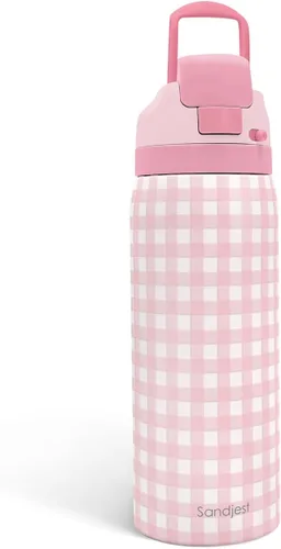 Vista 39 de Botella de agua de acero inoxidable con bandera estadounidense, aislada al vacío, tapa de botón, 32 onzas, regalos para patriota 4 de julio