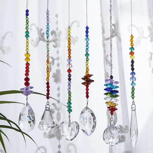 Vista 3 de 6 piezas de coloridos colgantes de prisma de cristal para ventana Transparente 1*
