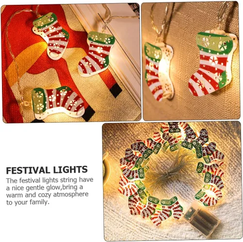 Vista 5 de 1 juego de luces LED de hadas de luces de Navidad, calcetines de Navidad, luz colgante de Navidad, luz de hadas de Navidad, luces de hadas