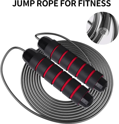 Vista 5 de Jump Rope, Jump Ropes for Fitness, Jump Rope for Men Women, Skipping Rope with Ball Bearings, Adjustable Jump Ropes,Tangle-Free Rapid Speed Jumping