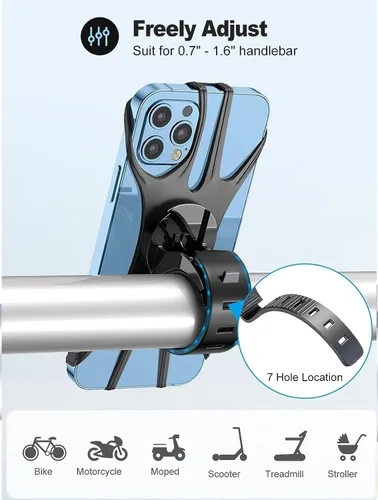 Vista 5 de Soporte de teléfono para bicicleta, soporte universal para teléfono para bicicleta, giratorio de 360°, manillar de silicona para iPhone, Galaxy