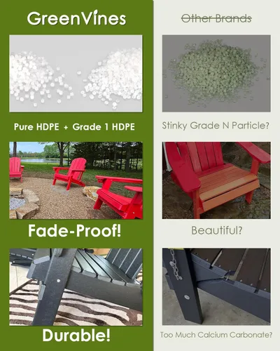 Vista 8 de GREENVINES Silla Plegable Adirondack Plástico HDPE Sillas para Fogata Todo Tiempo Portavasos Ártico para Terraza Patio Trasero Patio