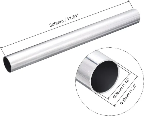 Vista 2 de uxcell 6063 Tubo Redondo de Aluminio, Tubo de 32mm DE 29mm DI 300mm Longitud para Proyectos de Industria DIY