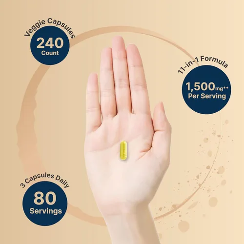 Vista 4 de NatureBell NAD+ Complejo 11 en 1 1,500 mg** por porción, 240 cápsulas vegetales Alternativa de suplemento NMN NAD con resveratrol, CoQ10, ácido