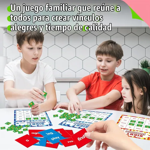 Vista 6 de Juego de Bingo de Palabras de Reconocimiento Visual, 144 Palabras de Reconocimiento Visual Aprende a Leer Nivel 1 y Nivel 2 Juego de Mesa de Bingo