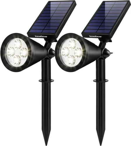 Vista 16 de InnoGear Focos solares, luces solares para exteriores, focos solares para bandera, poste de bandera, impermeable, iluminación de paisaje exterior