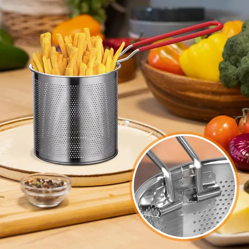 Vista 3 de Olla para freír profunda, acero inoxidable, con cesta de filtro, antiadherente, práctica herramienta de cocina, olla de cocina para el hogar, Grande