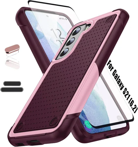 Vista 10 de Funda resistente para Samsung Galaxy S21 de 6.2 pulgadas, 4 esquinas con bolsas de aire [protección contra caídas de 12 pies], agarre texturizado