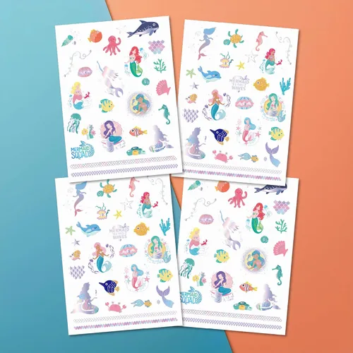 Vista 5 de PapaKit Kitty Cats - Juego de tatuajes falsos temporales, 4 hojas de 64 estilos con lámina iridiscente metálica, recuerdos de fiesta, rellenos