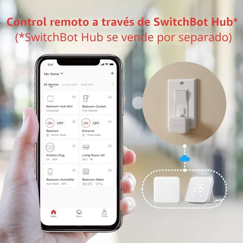 Vista 6 de Switchbot Empujador de botón de interruptor inteligente (Bluetooth): Fingerbot para interruptor basculante/botones unidireccionales, control