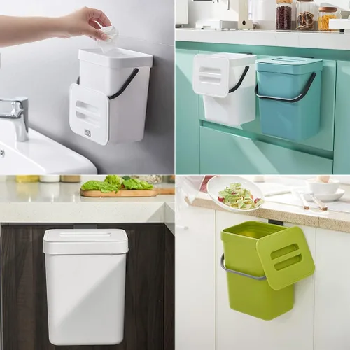 Vista 4 de Contenedor pequeño de compostaje de cocina de 3 litros, contenedor para encimera del hogar con tapa para compostador de basura (A)